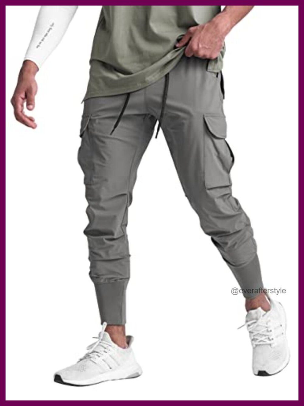 Mens Running Jogger Pants Nylon Spandex Tapered Workout Sweatpants